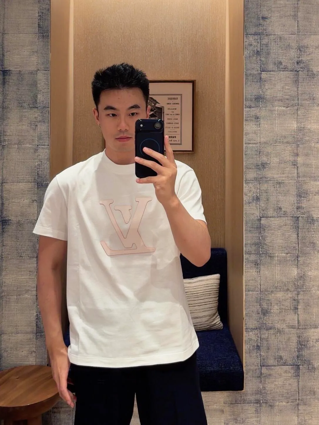 Louis Vuitton/Louis Vuitton laser cut logo short sleeves